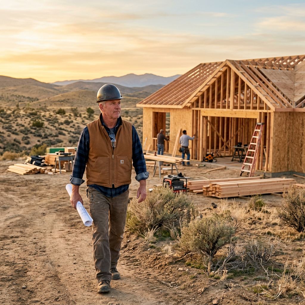 Clean Antelope Valley construction project scene at golden hour